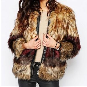 River Island Mix Faux Fur Coat-Multicolor